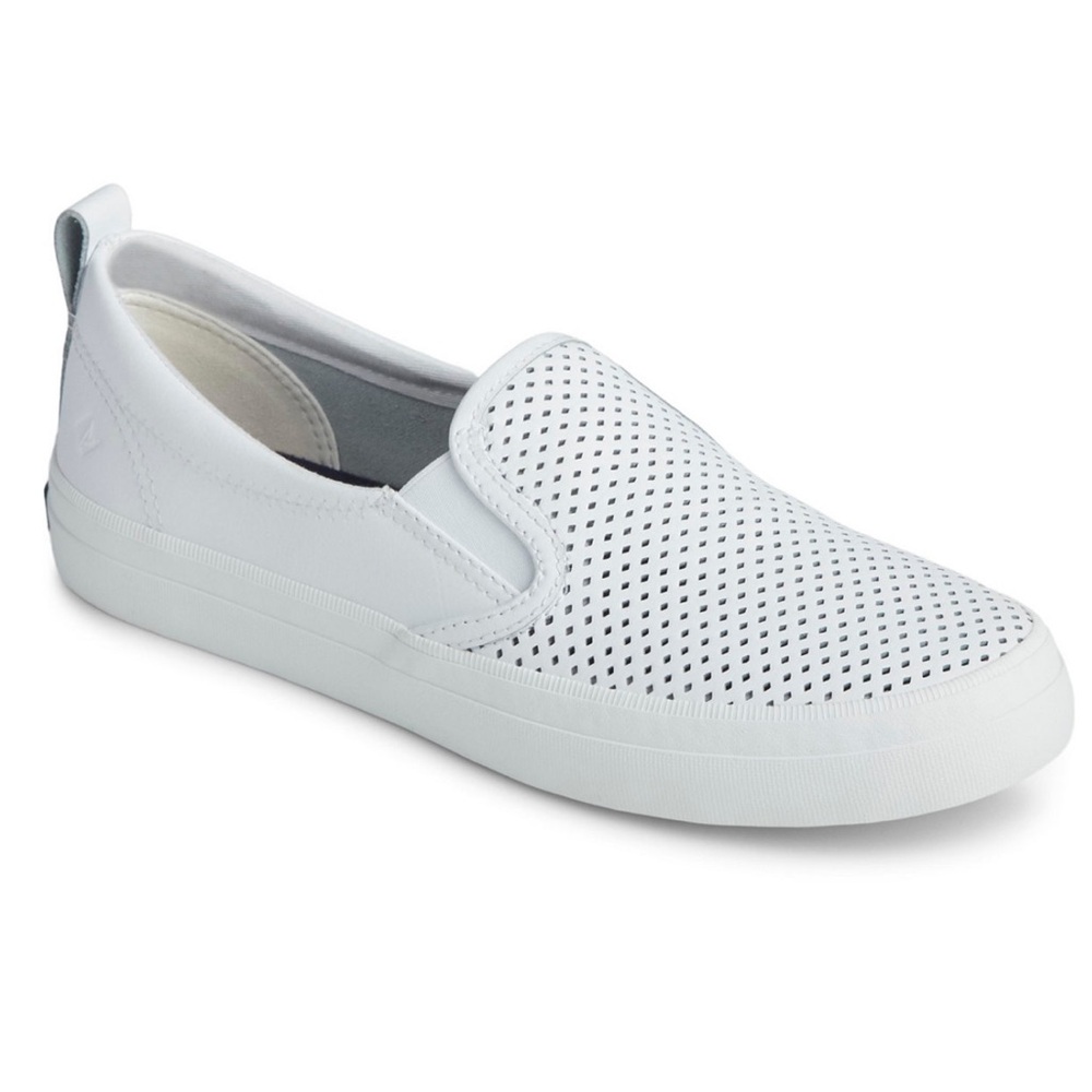 Sperry top sider White Casual perforated Slip-On Shoes sneakers memory foam 8